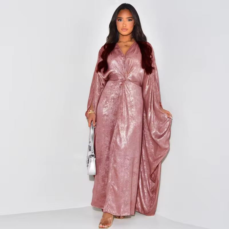 Abaya satinée rose Zayna Maison Ayla