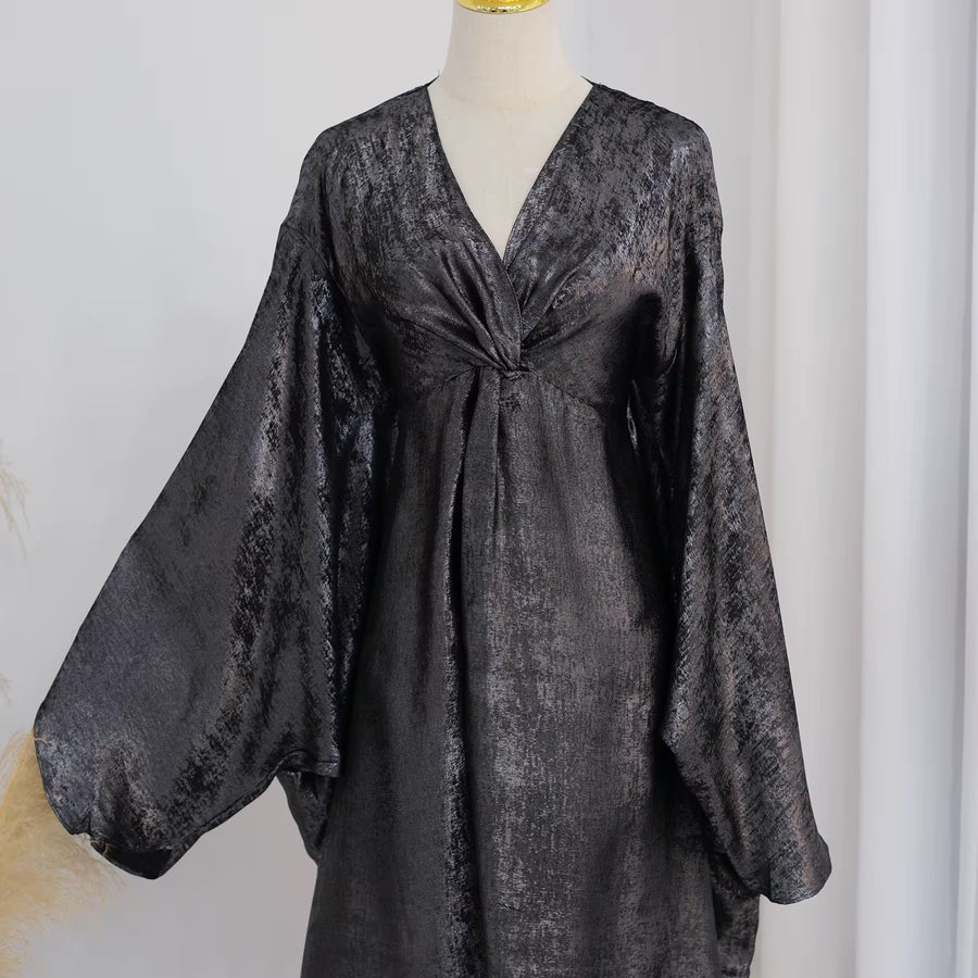 Abaya satinée ardoise Zayna Maison Ayla