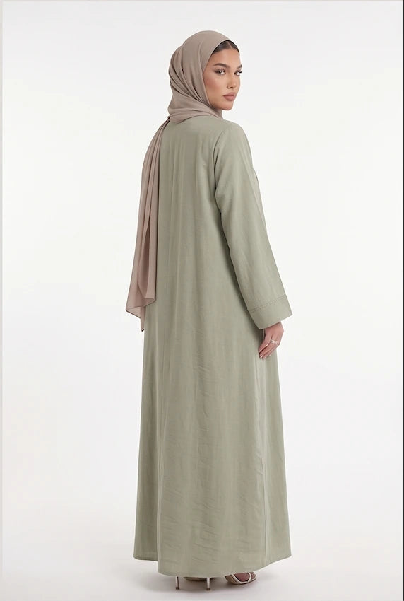 Lina Sage Green Kimono Abaya
