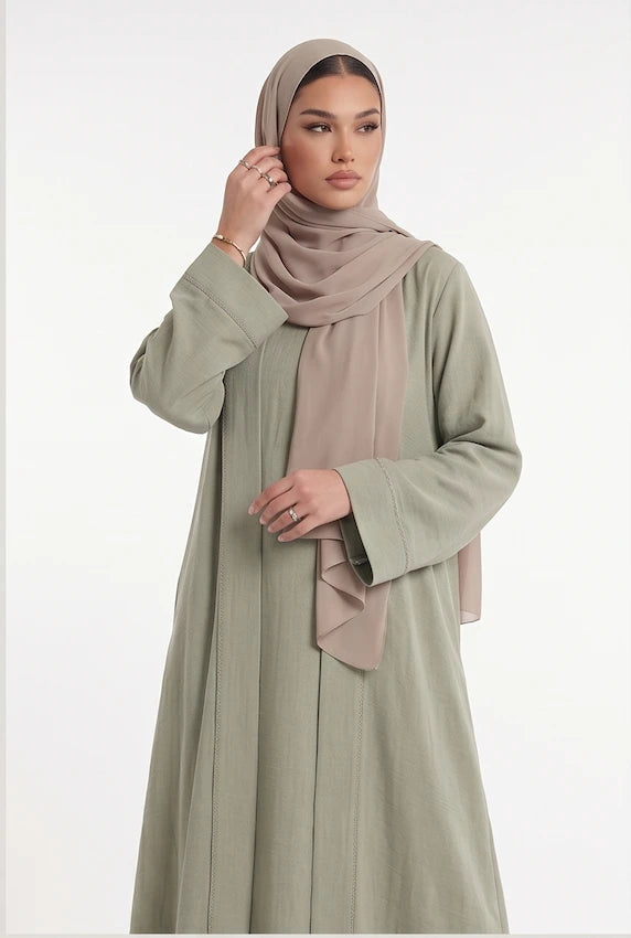 Lina Sage Green Kimono Abaya
