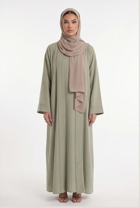 Lina Sage Green Kimono Abaya