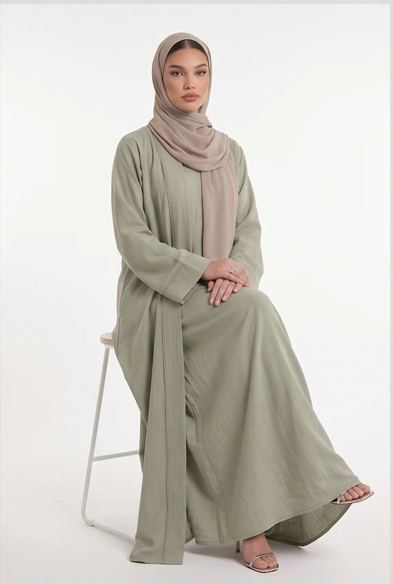 Lina Sage Green Kimono Abaya