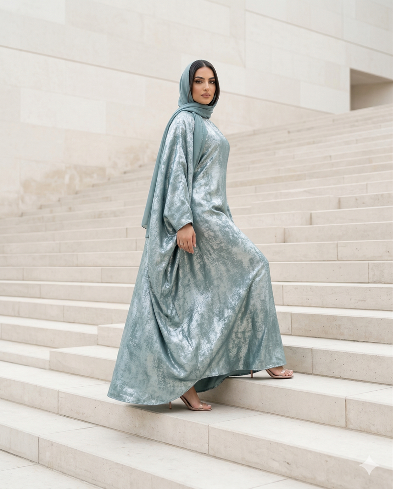 Abaya Dubai Farasha Almas - Vert Sauge
