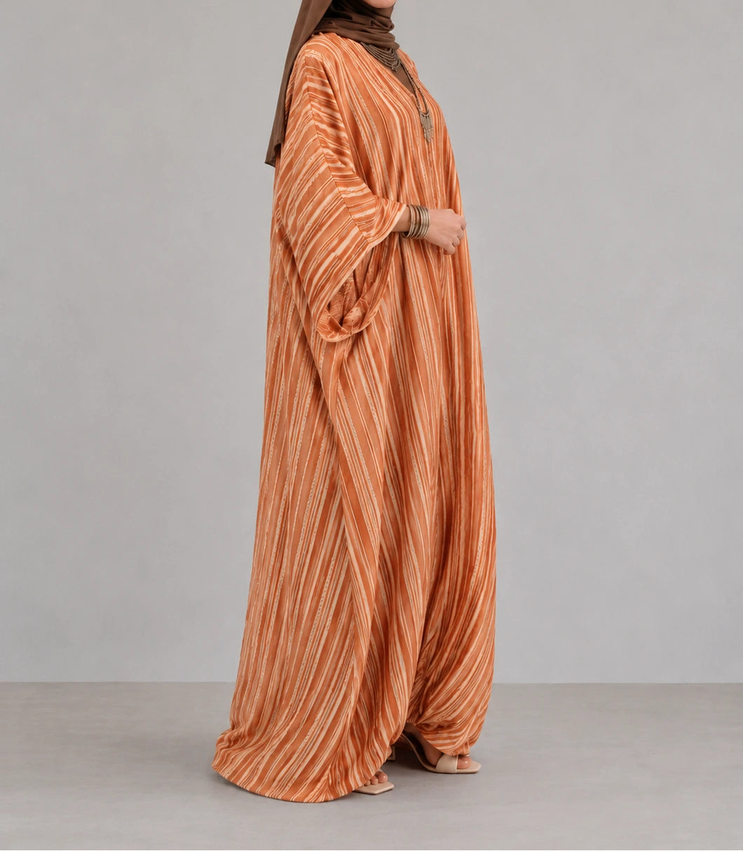 Alya Orange Butterfly Abaya