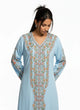 Abaya Farida Brodée Bleu Ciel