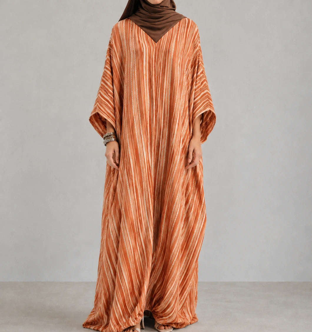 Alya Orange Butterfly Abaya