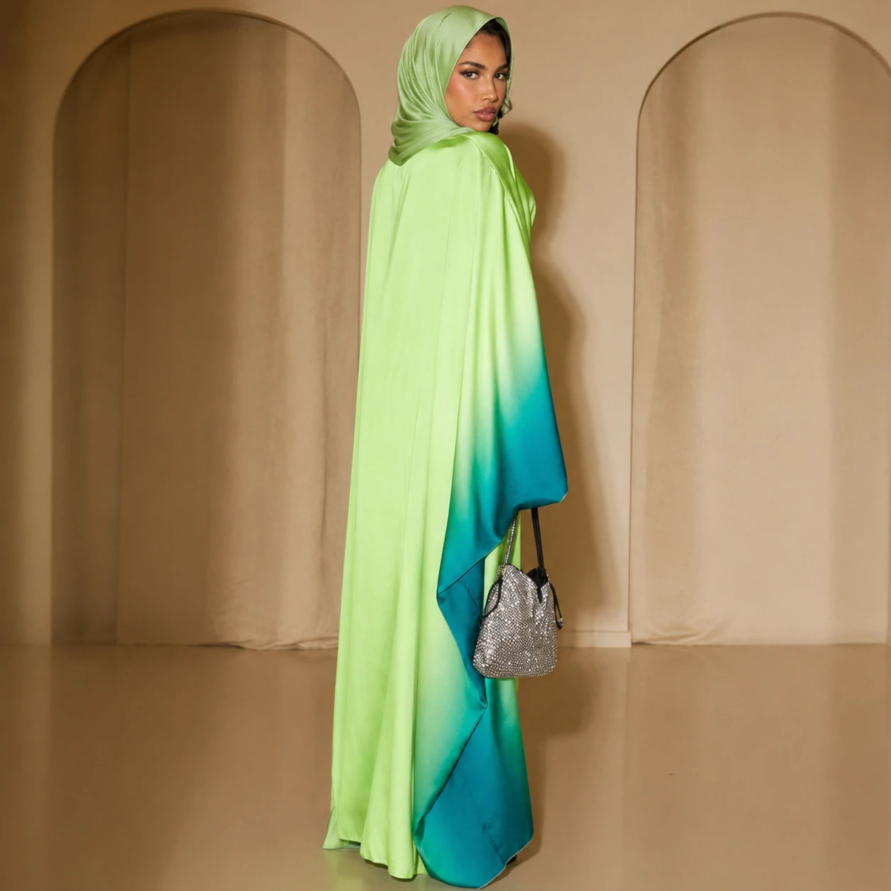 Norah Light Green Ombré Abaya